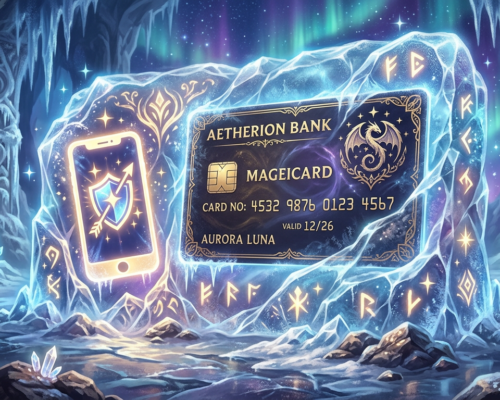 Frozen bank card and phone payment icon in ice
